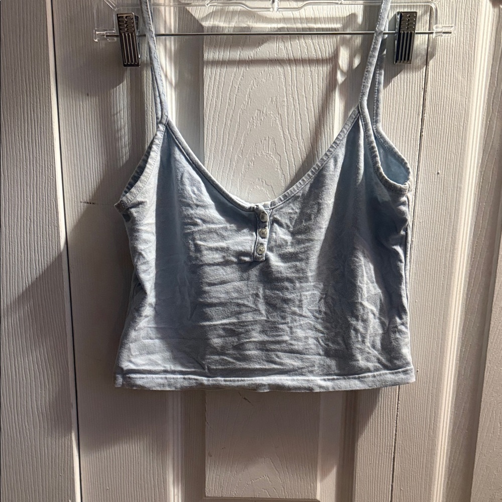 Baby blue button Brandy Melville crop top